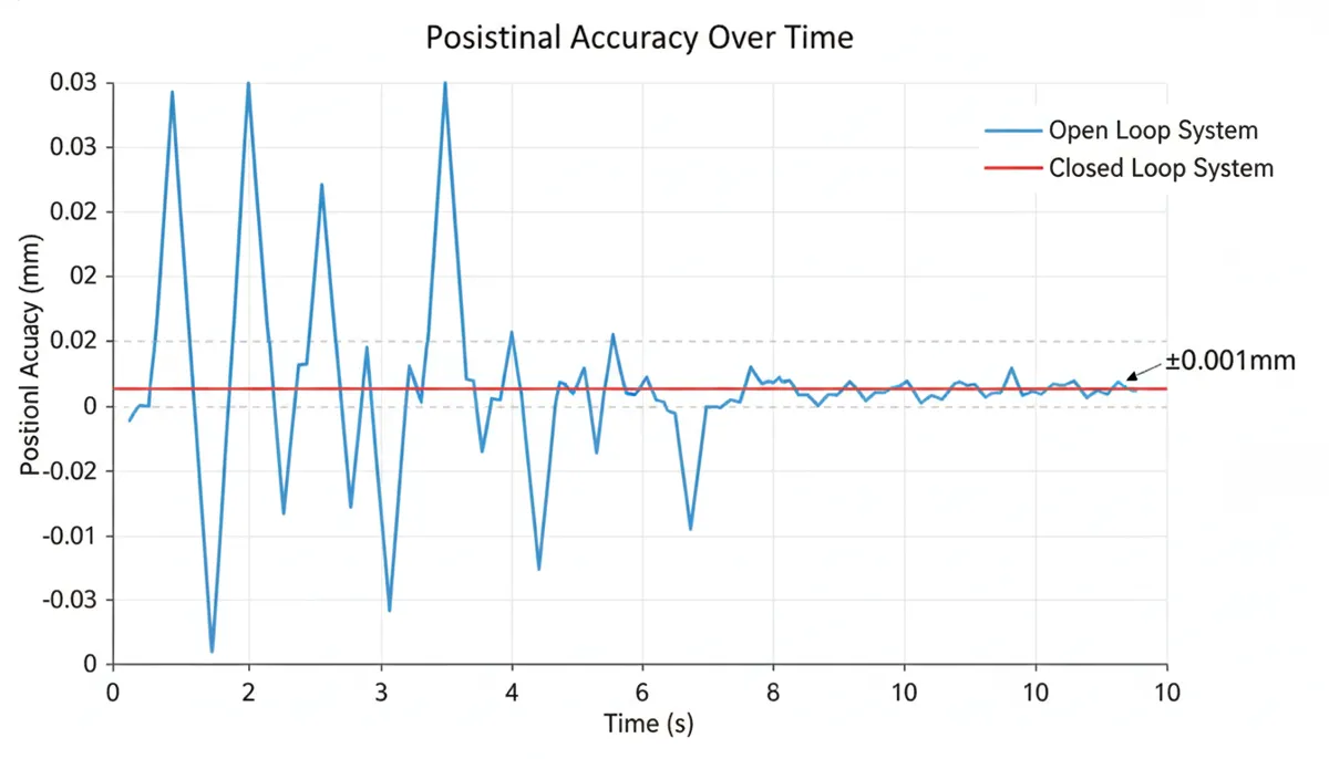 accuracy comparison graph open loop vs closed loop CNC system positional error data