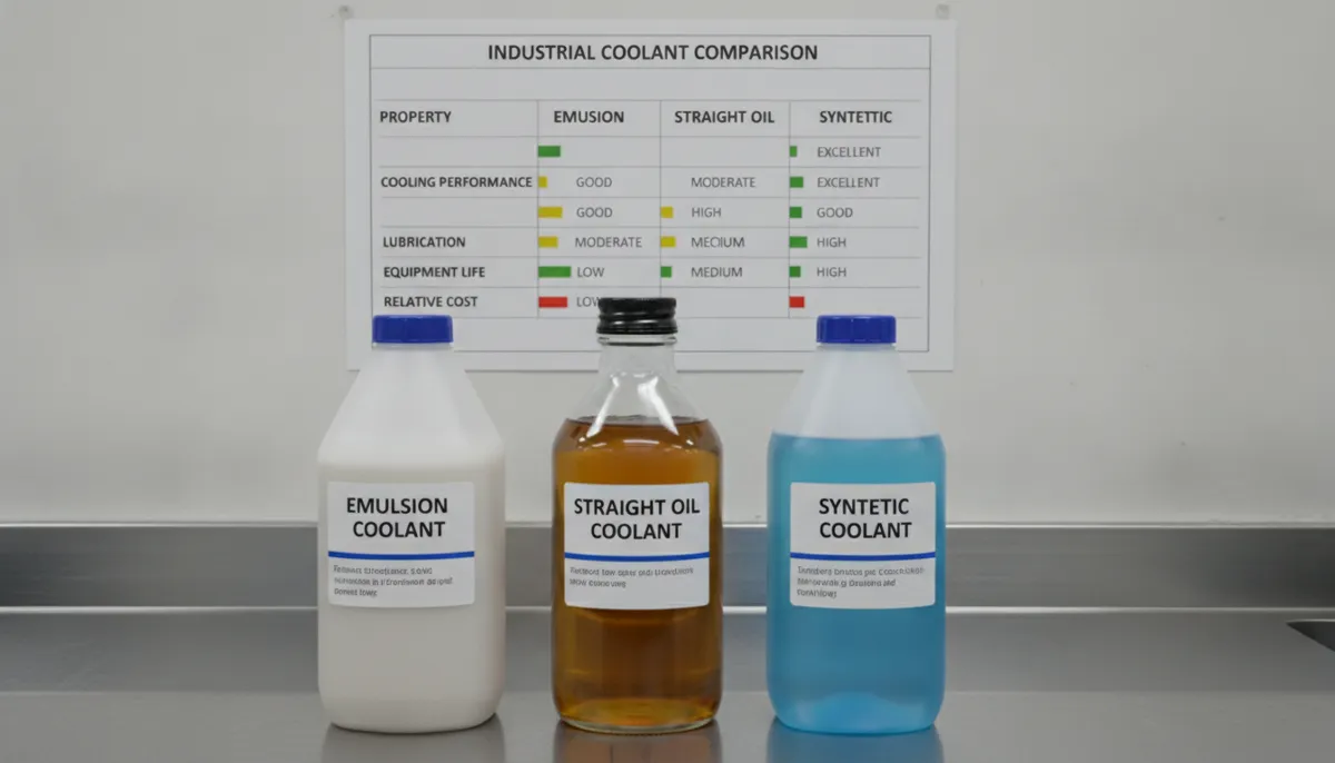 Comparison of CNC coolant types emulsion straight oil synthetic semi-synthetic