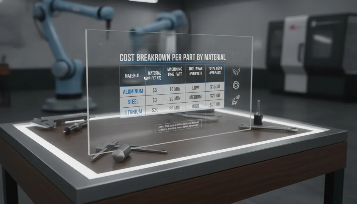 CNC machining cost model comparison table