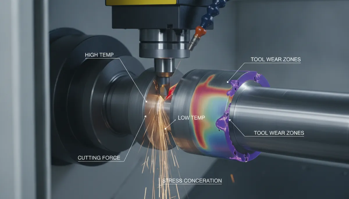 CNC FEA machining temperature and tool wear simulation results