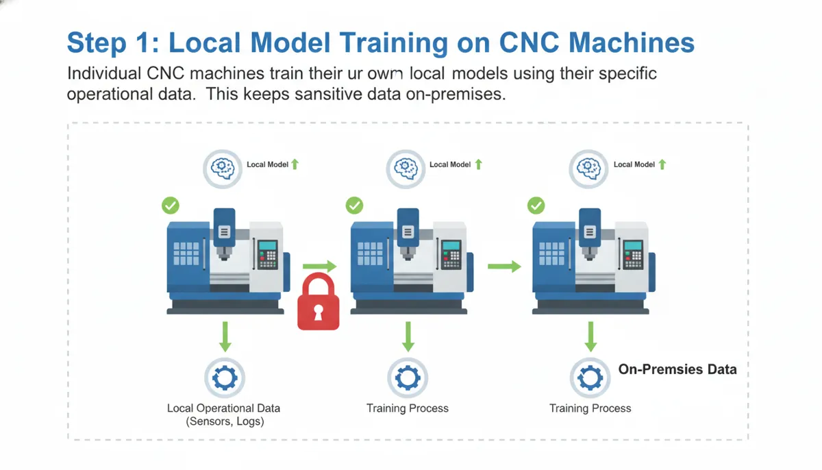 CNC federated learning process flow from local training to global model update