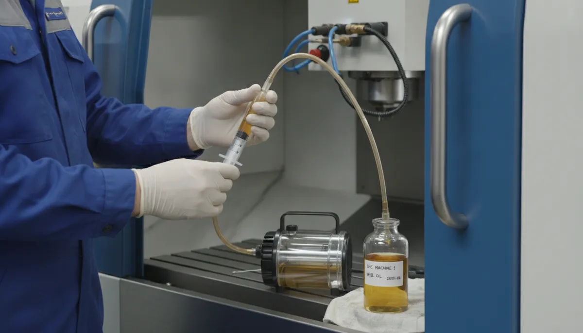 CNC lubrication analysis oil sampling procedure for machine maintenance