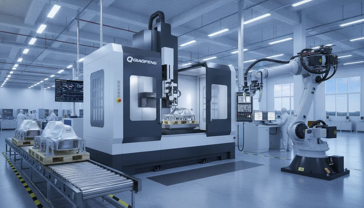 CNC machine for aerospace with robot automation pallet changer lights-out production