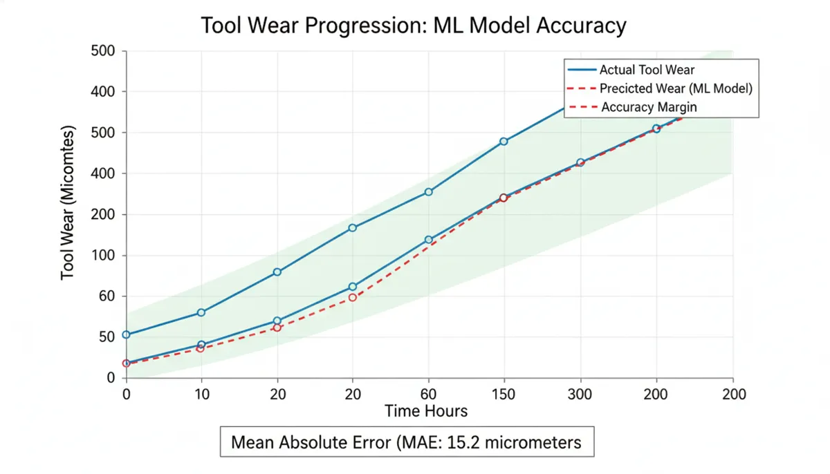 CNC ML tool wear prediction accuracy graph showing RUL estimation
