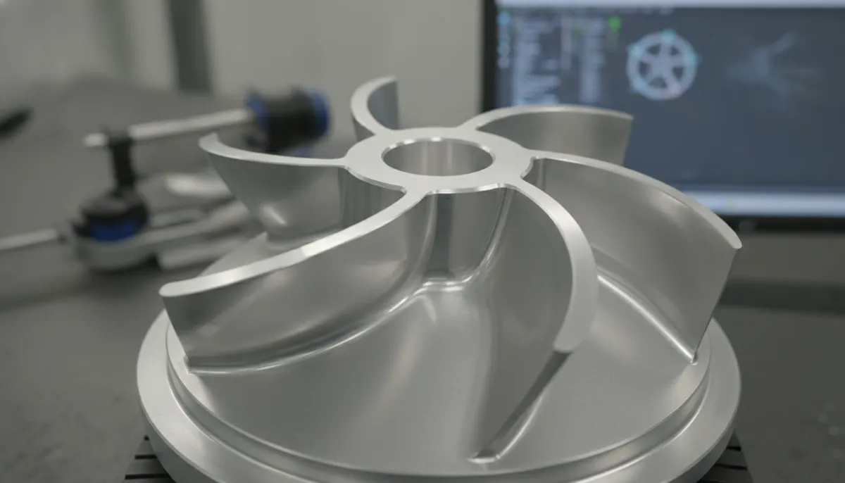CNC post processor results showing high-quality 5-axis impeller machining