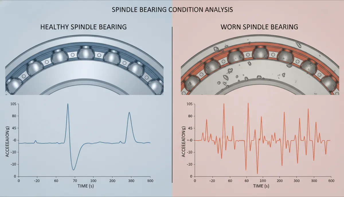 CNC Spindle Health comparison between healthy and worn spindle bearing condition