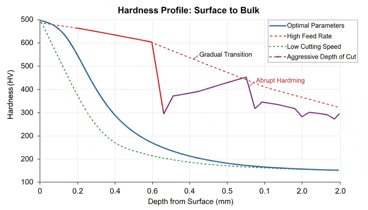 CNC work hardening hardness depth profile graph