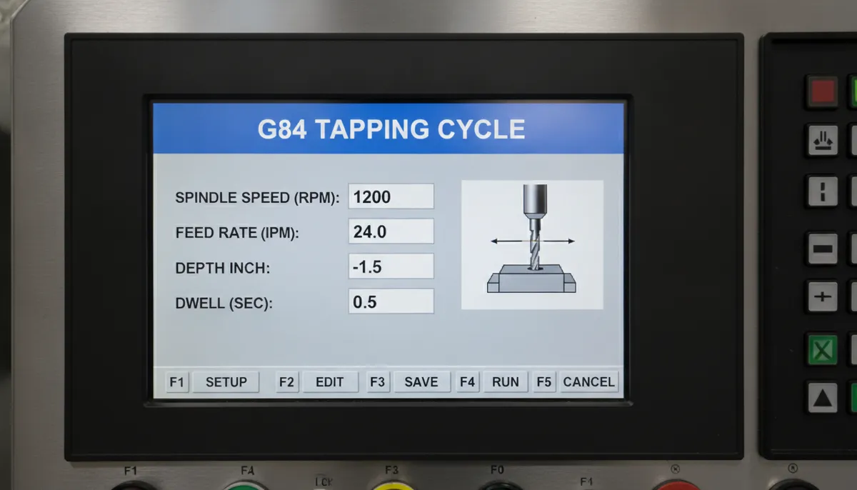 CNC control panel programming G84 tapping cycle