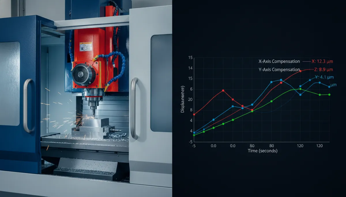 CNC thermal compensation temperature mapping and error trend analysis