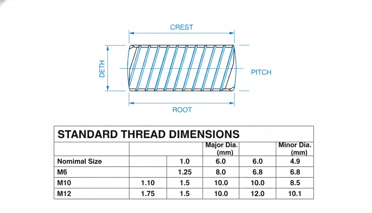 CNC thread profile diagram showing pitch, depth, and infeed angle for G76 threading cycle