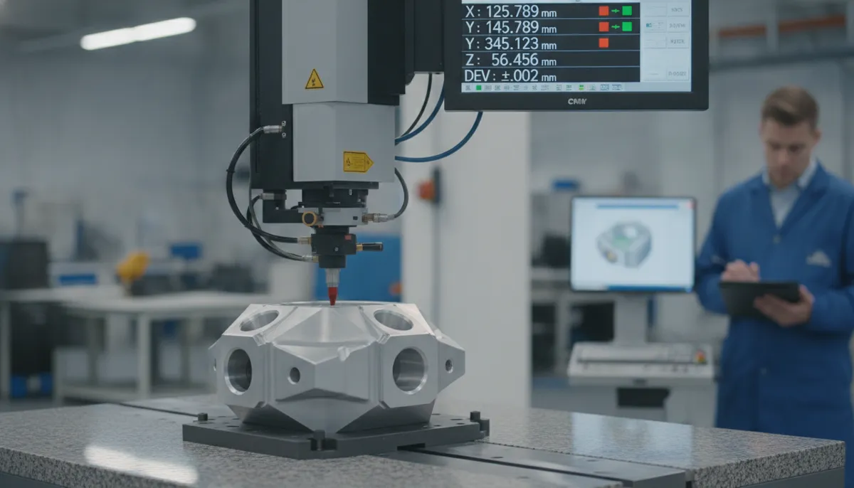 CNC tolerance inspection using CMM coordinate measuring machine for precision verification