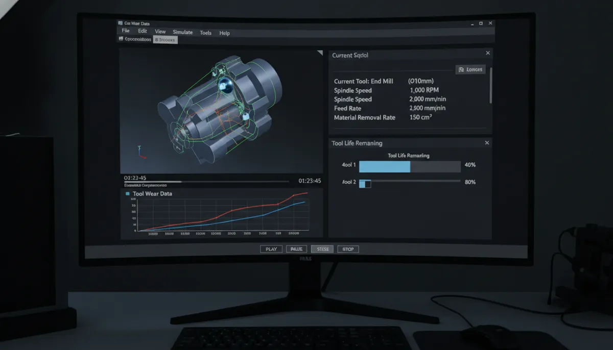 CNC toolpath simulation in CAM software showing adaptive clearing strategy for beginners