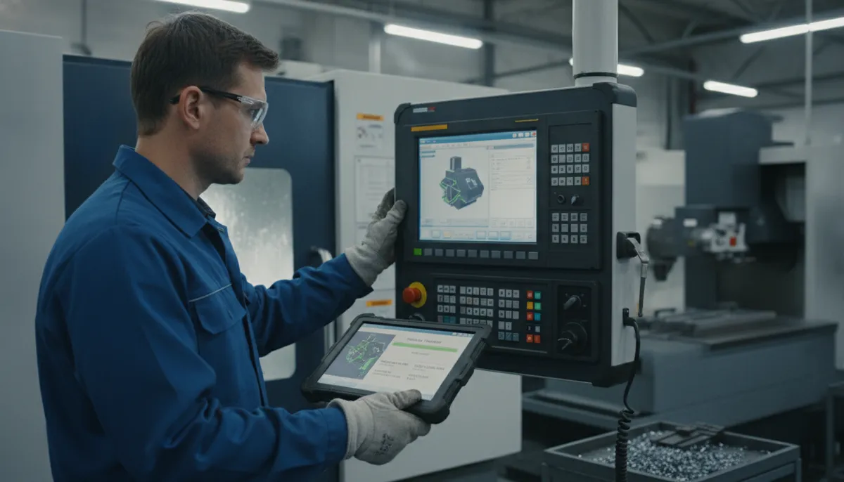 CNC operator using DNC system to transfer G-code program