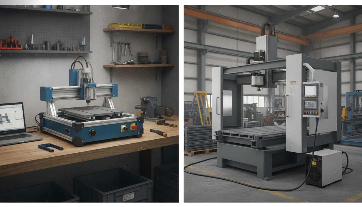 small CNC machine vs large CNC machine size comparison workshop