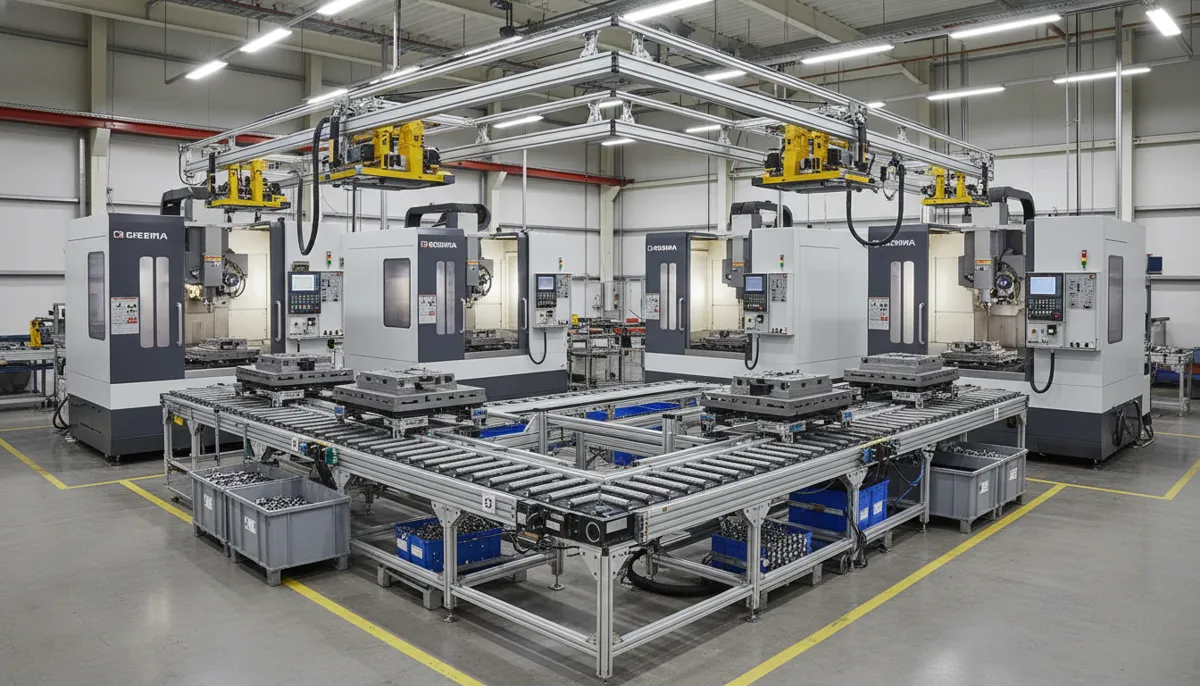 horizontal machining center with pallet changer system for automated lights-out manufacturing